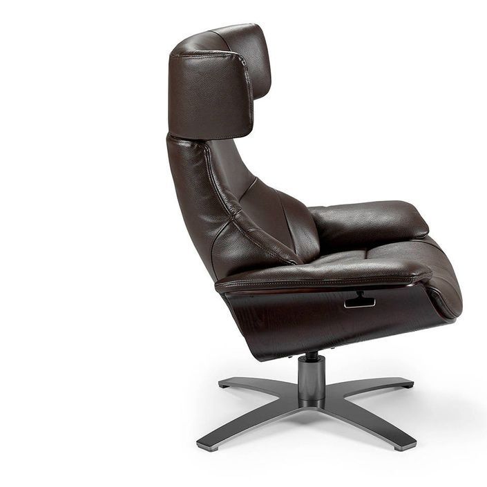 Fauteuil pivotant cuir marron avec mécanisme relax du dossier inclinable - Photo n°5