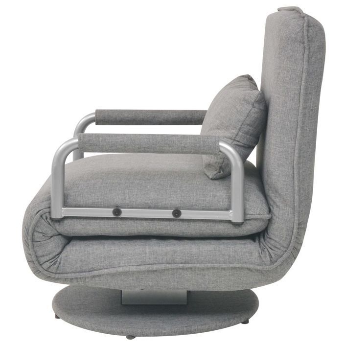 Fauteuil pivotant et canapé-lit Gris clair Tissu - Photo n°4