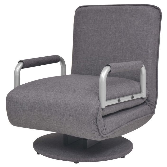 Fauteuil pivotant et canapé-lit Gris foncé Tissu - Photo n°5