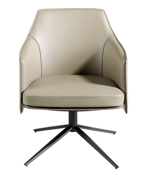 Fauteuil pivotant similicuir beige et pieds en acier Jasmina - Photo n°1