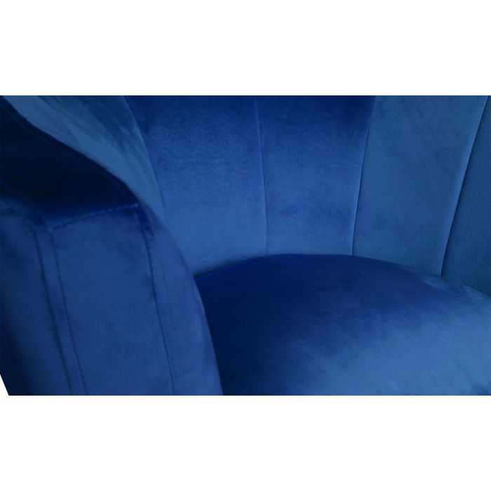 Fauteuil pivotant velours bleu et pied métal noir Haston - Photo n°2
