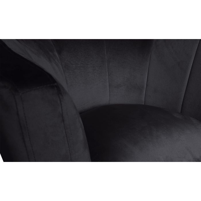 Fauteuil pivotant velours noir et pied métal noir Haston - Photo n°2