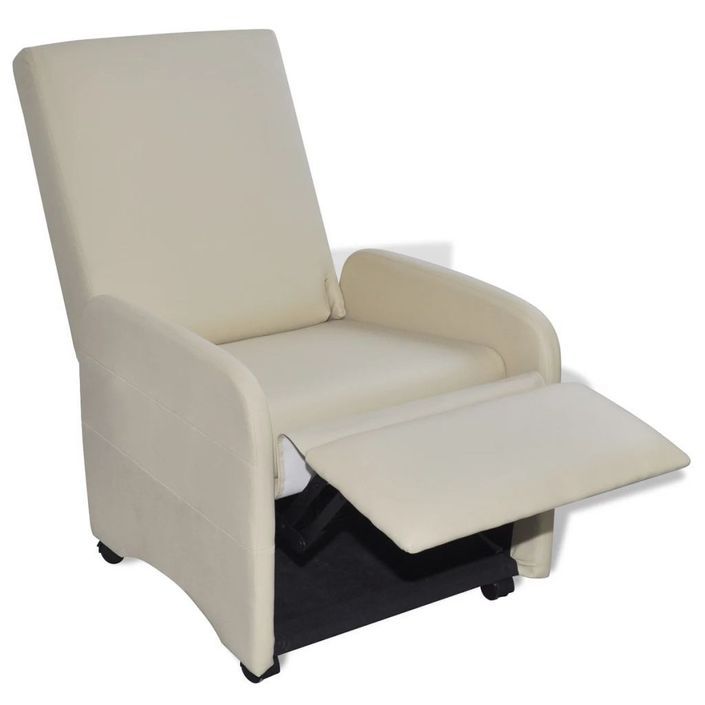 Fauteuil pliable Crème Similicuir - Photo n°2