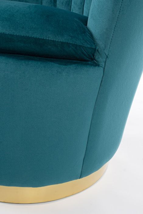 Fauteuil polyester effet de velours bleu Bonie - Photo n°5