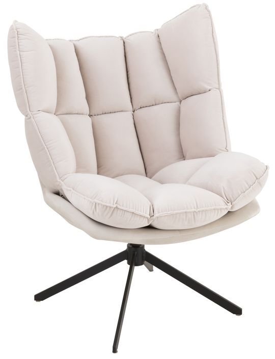 Fauteuil relax coussins sur cadre métal et tissu beige Angie - Photo n°1