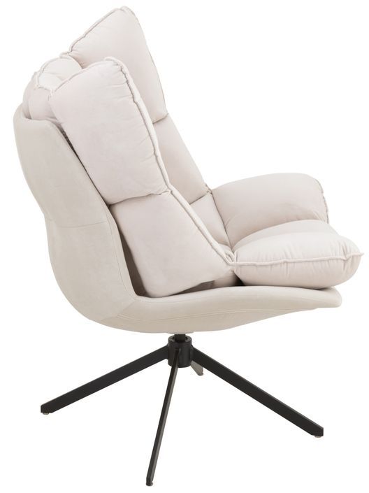 Fauteuil relax coussins sur cadre métal et tissu beige Angie - Photo n°3