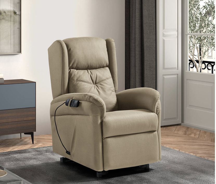 Fauteuil relevable de relaxation électrique 2 moteurs tissu Karola - Photo n°6