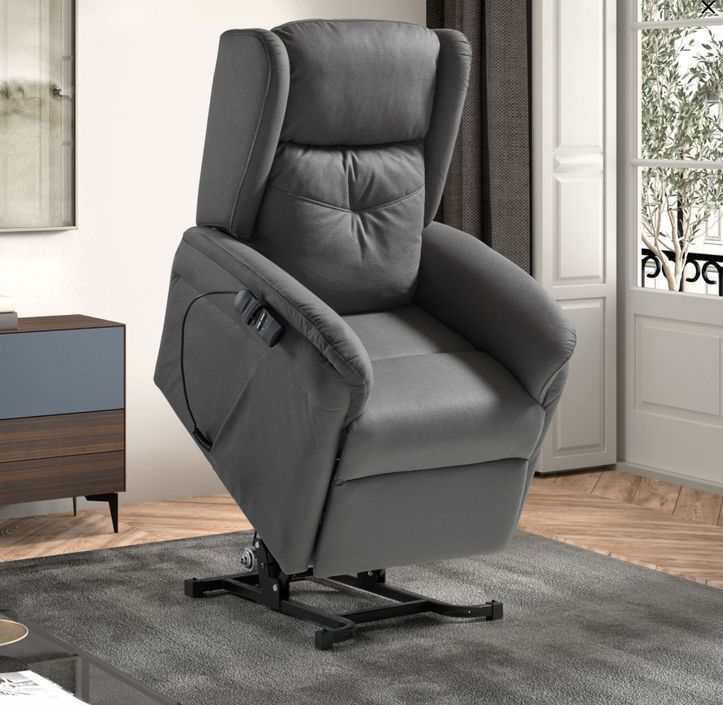 Fauteuil relevable de relaxation électrique 2 moteurs tissu Karola - Photo n°2