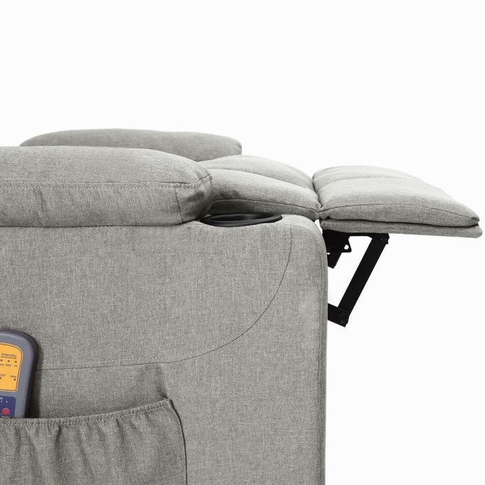 Fauteuil releveur inclinable de massage Gris clair Tissu 4 - Photo n°6