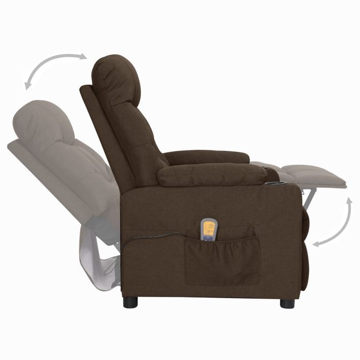 Fauteuil releveur inclinable de massage Marron foncé Tissu 2 - Photo n°5