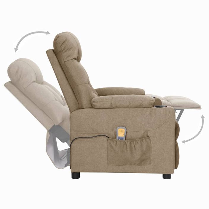 Fauteuil releveur inclinable de massage Taupe Tissu 6 - Photo n°5