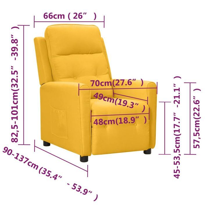 Fauteuil releveur inclinable Jaune Tissu 3 - Photo n°10