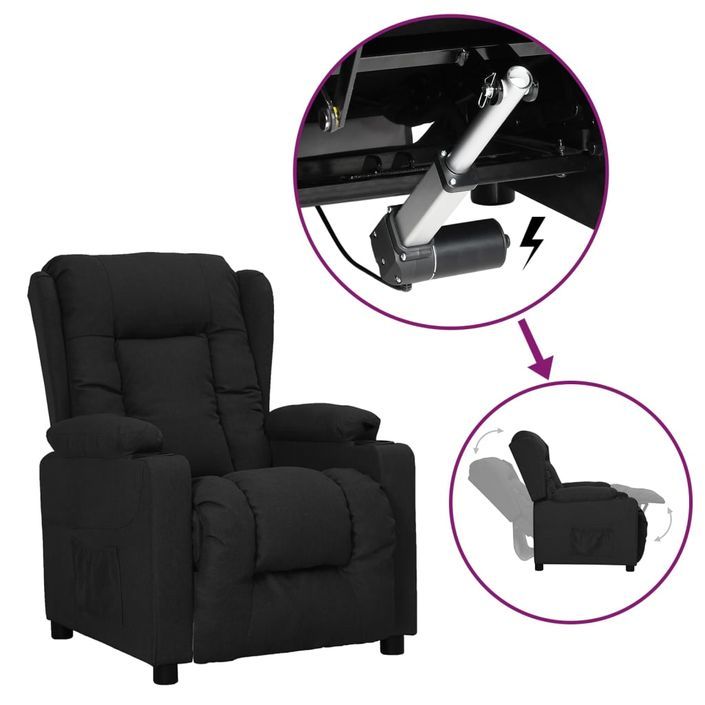 Fauteuil releveur inclinable Noir Tissu Louiza - Photo n°2