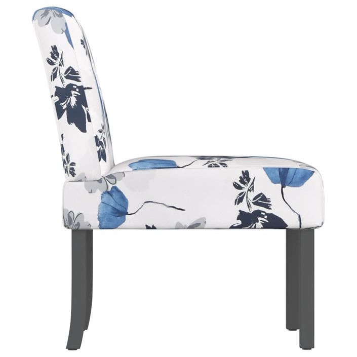 Fauteuil sans accoudoirs bleu tissu avec fleurs - Photo n°4