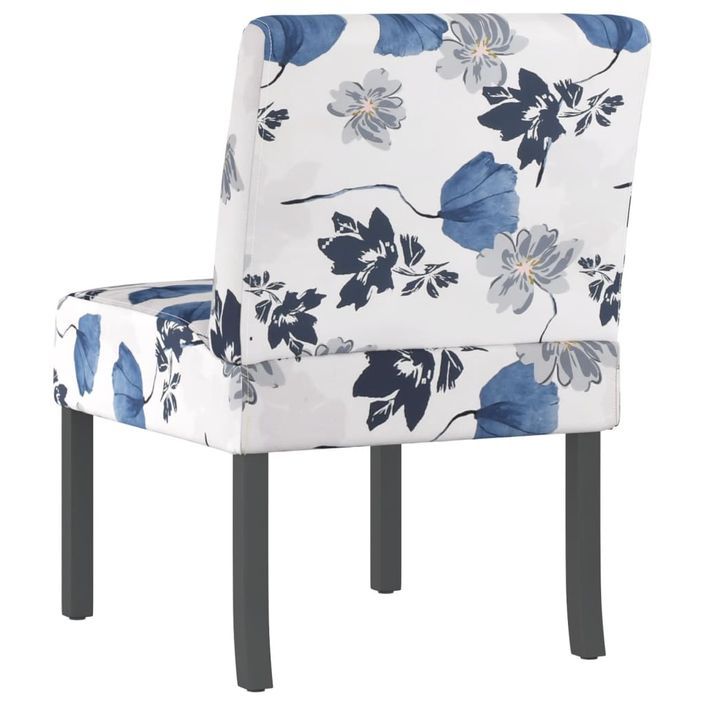 Fauteuil sans accoudoirs bleu tissu avec fleurs - Photo n°5