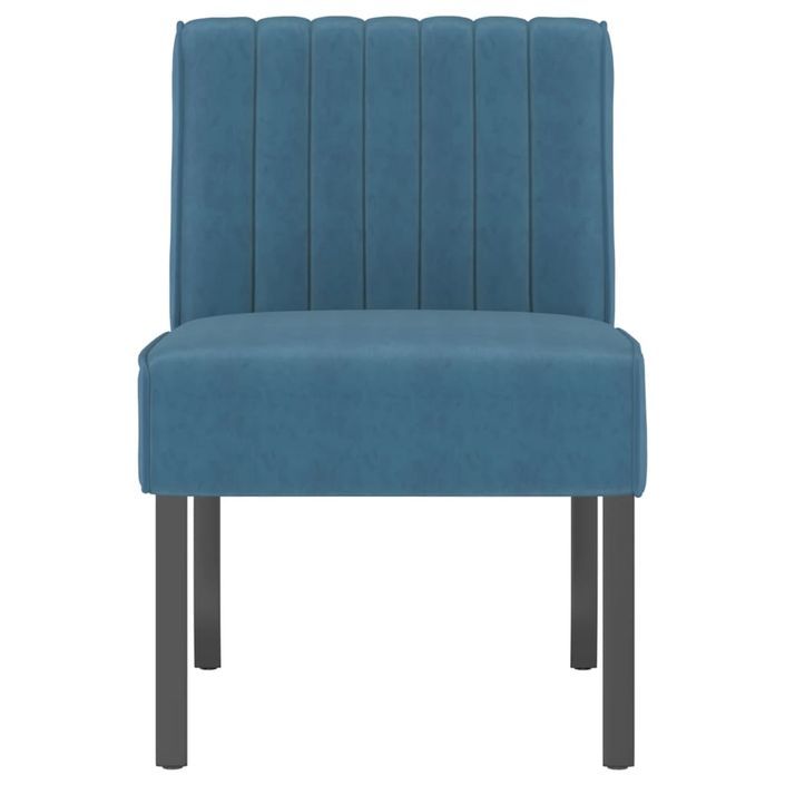 Fauteuil sans accoudoirs bleu velours - Photo n°3