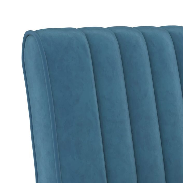 Fauteuil sans accoudoirs bleu velours - Photo n°6