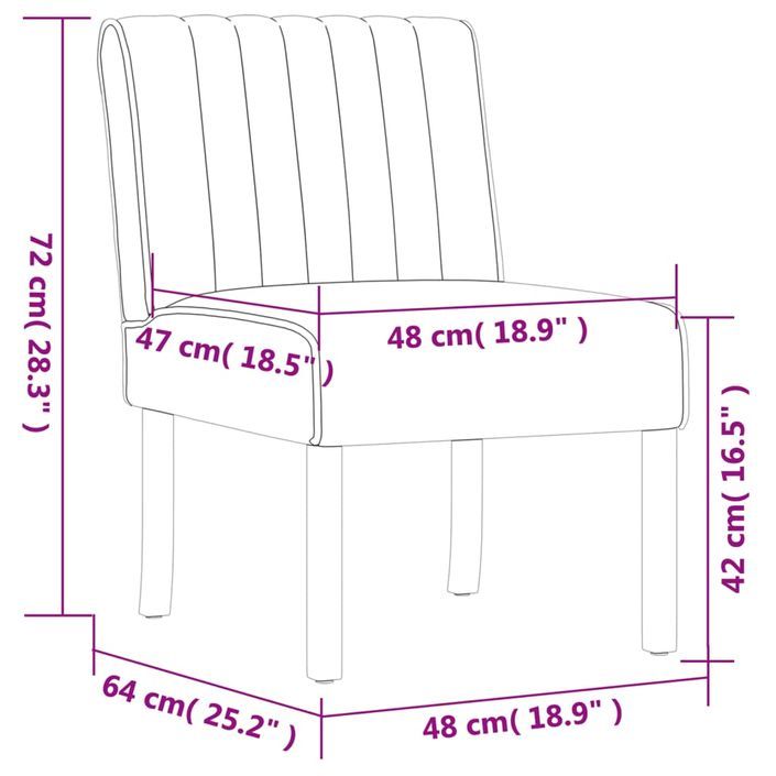 Fauteuil sans accoudoirs bleu velours - Photo n°8