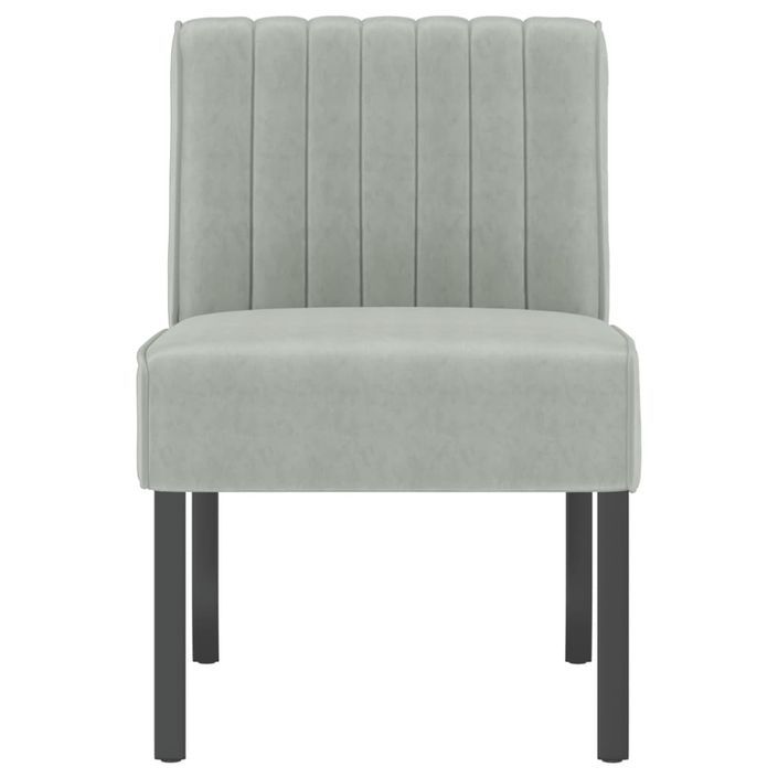 Fauteuil sans accoudoirs gris clair velours - Photo n°3