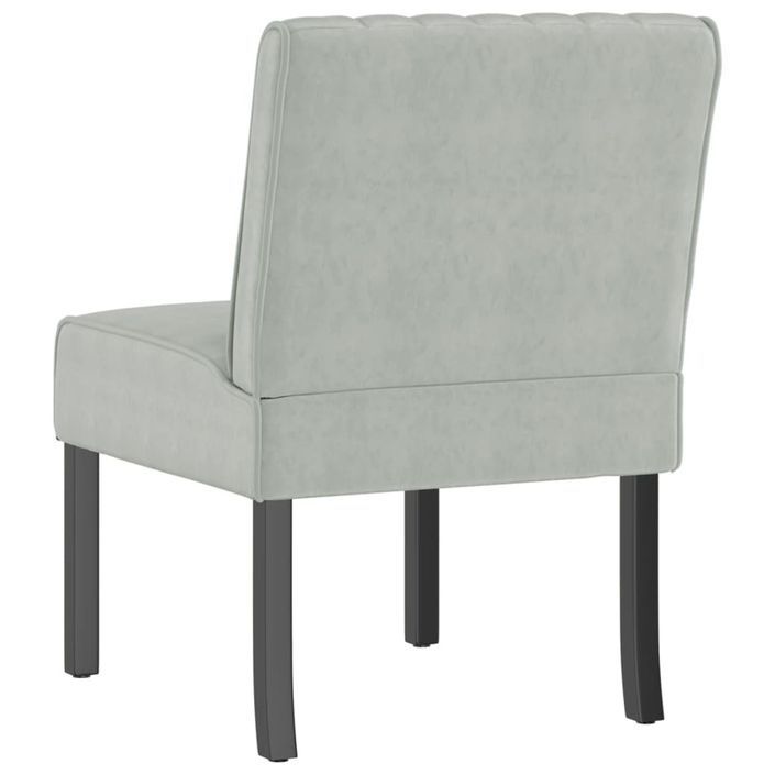 Fauteuil sans accoudoirs gris clair velours - Photo n°5