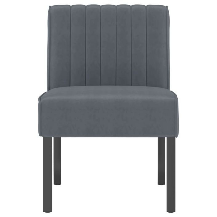 Fauteuil sans accoudoirs gris foncé velours - Photo n°3