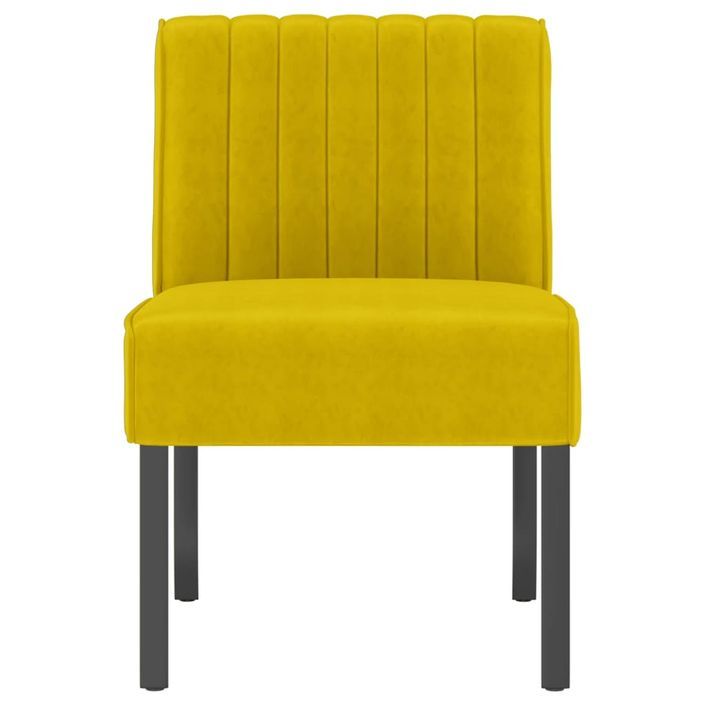 Fauteuil sans accoudoirs jaune velours - Photo n°3