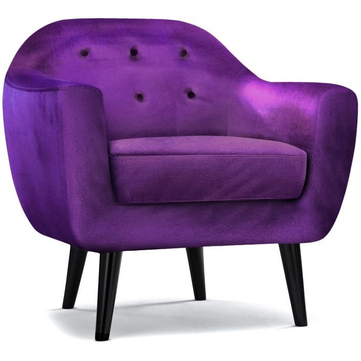 Fauteuil scandinave Fidelio Velours Violet - Photo n°1