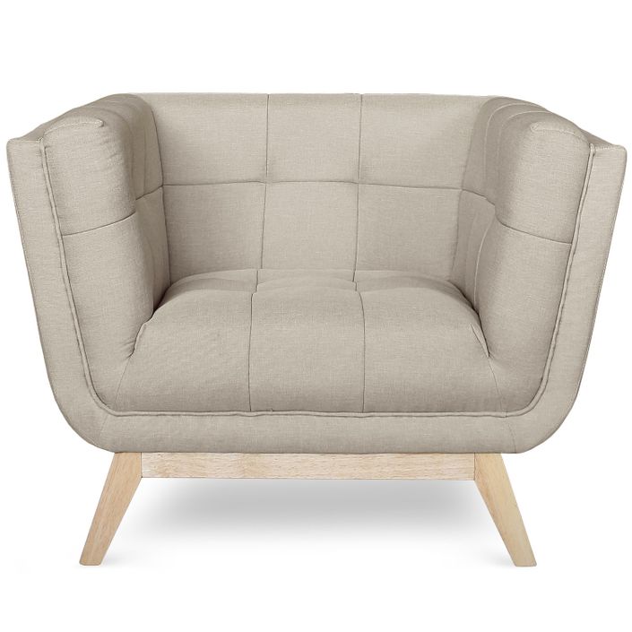 Fauteuil Scandinave Tissu Beige Koza - Photo n°2