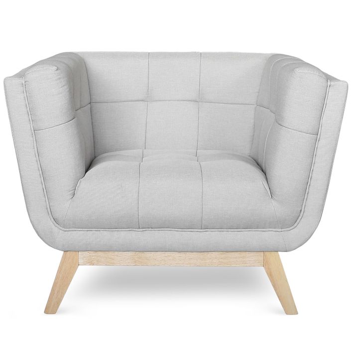 Fauteuil Scandinave Tissu Gris Koza - Photo n°2