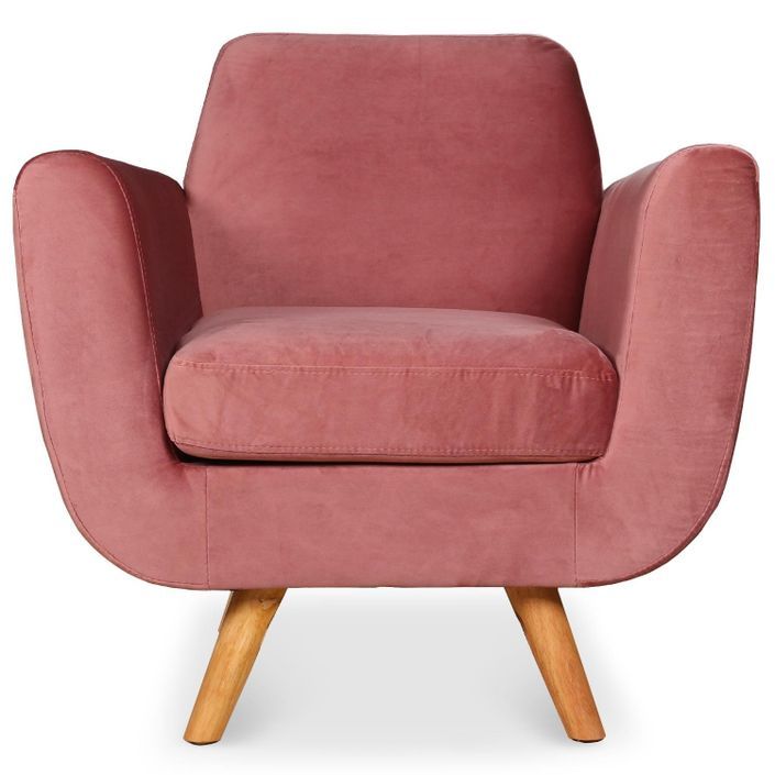 Fauteuil scandinave velours rose Annis - Photo n°1