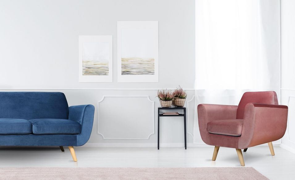 Fauteuil scandinave velours rose Annis - Photo n°5