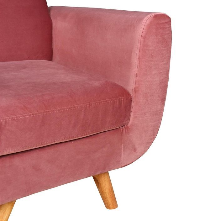 Fauteuil scandinave velours rose Annis - Photo n°6