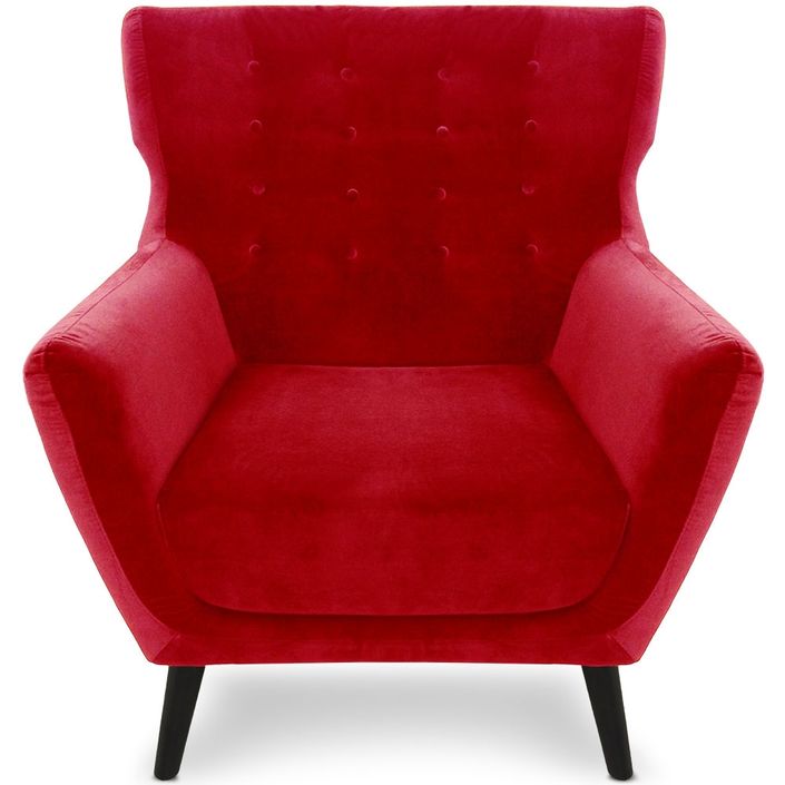 Fauteuil scandinave Velours Rouge - Photo n°1