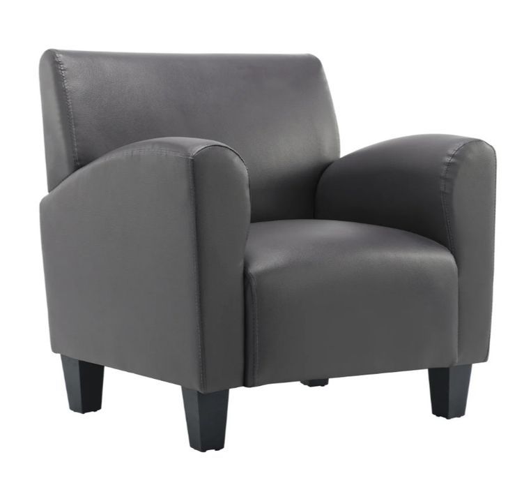 Fauteuil simili cuir gris Casey - Photo n°1