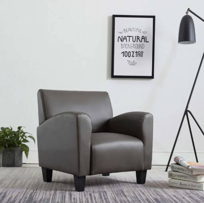 Fauteuil simili cuir gris Casey - Photo n°2