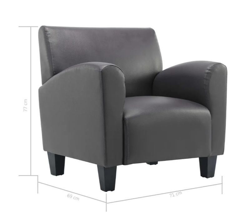 Fauteuil simili cuir gris Casey - Photo n°6