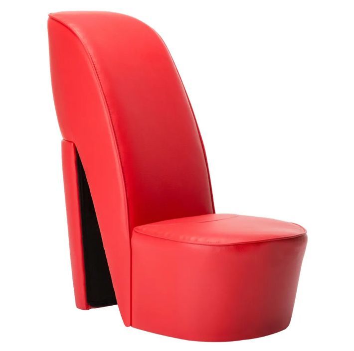Fauteuil simili cuir rouge Fashionly - Photo n°1