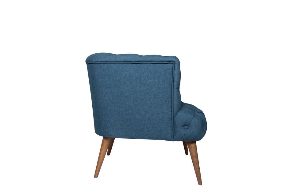 Fauteuil style Chesterfield tissu bleu nuit Wester 75 cm - Photo n°4