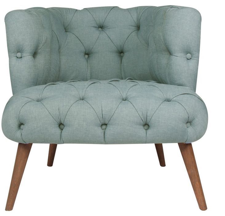 Fauteuil style Chesterfield tissu bleu pastel Wester 75 cm - Photo n°1