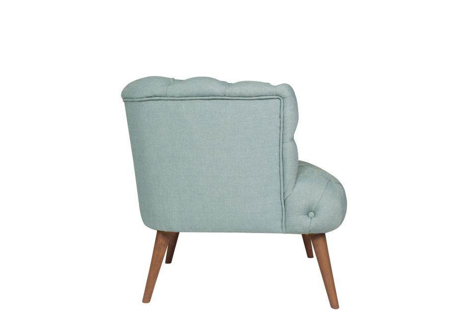 Fauteuil style Chesterfield tissu bleu pastel Wester 75 cm - Photo n°5