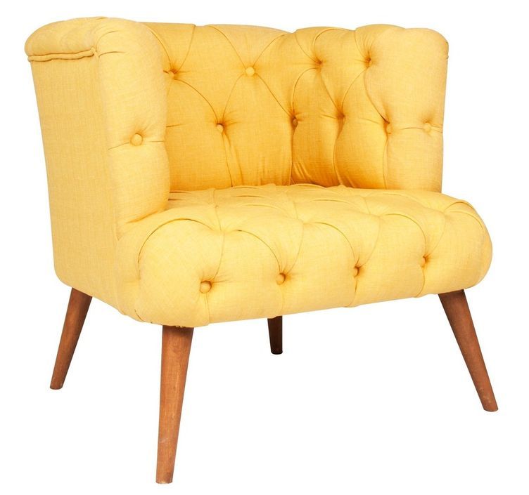 Fauteuil style Chesterfield tissu jaune Wester 75 cm - Photo n°2
