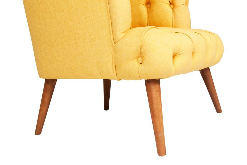 Fauteuil style Chesterfield tissu jaune Wester 75 cm - Photo n°4