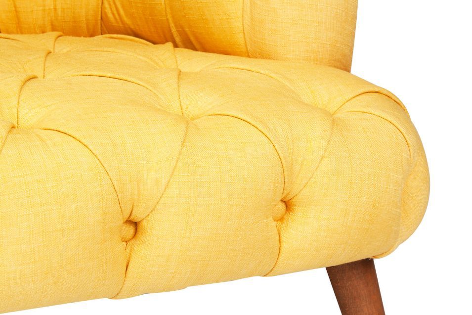 Fauteuil style Chesterfield tissu jaune Wester 75 cm - Photo n°5