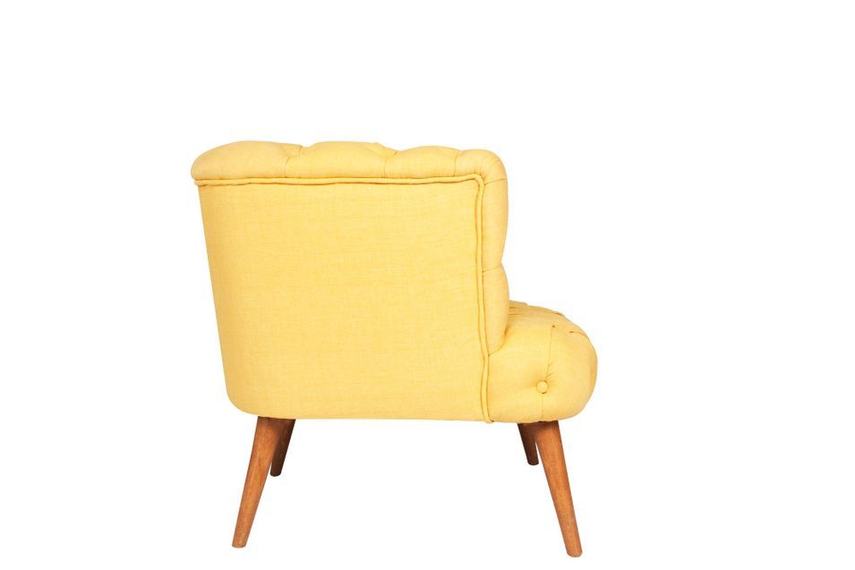 Fauteuil style Chesterfield tissu jaune Wester 75 cm - Photo n°6