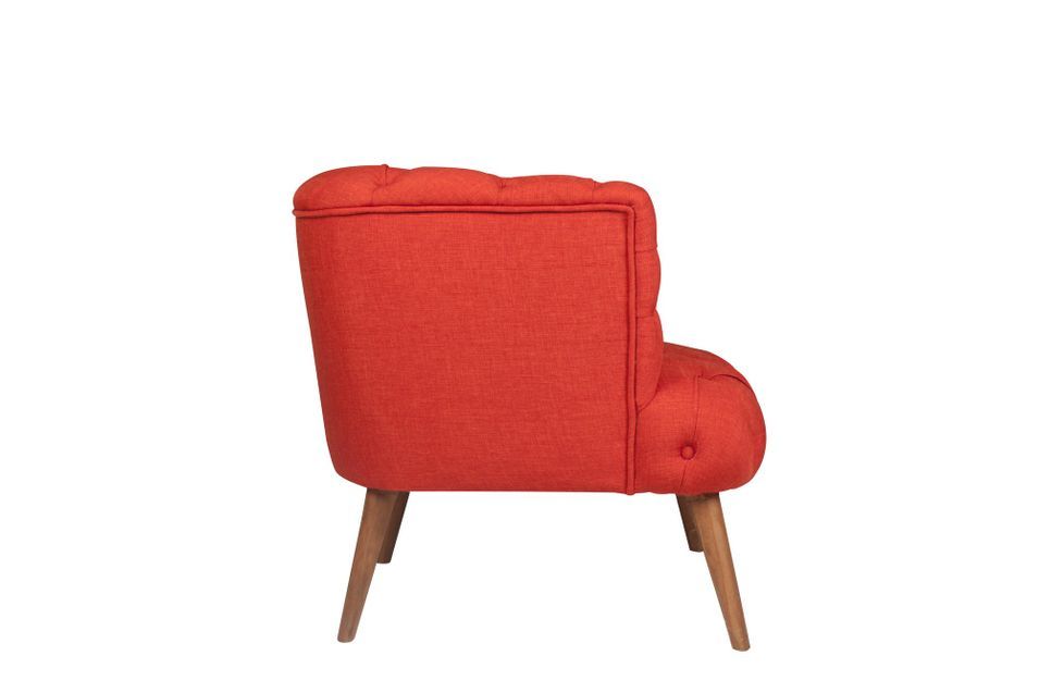 Fauteuil style Chesterfield tissu rouge Wester 75 cm - Photo n°6