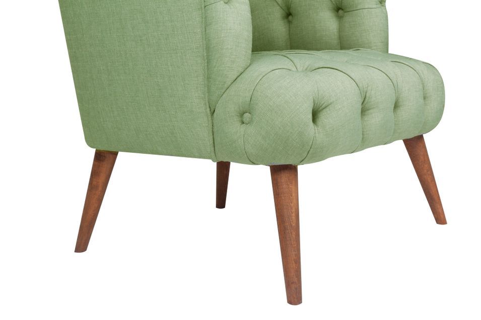 Fauteuil style Chesterfield tissu vert pastel Wester 75 cm - Photo n°6