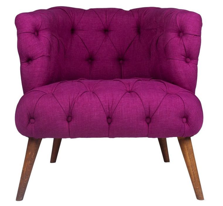 Fauteuil style Chesterfield tissu violet Wester 75 cm - Photo n°1