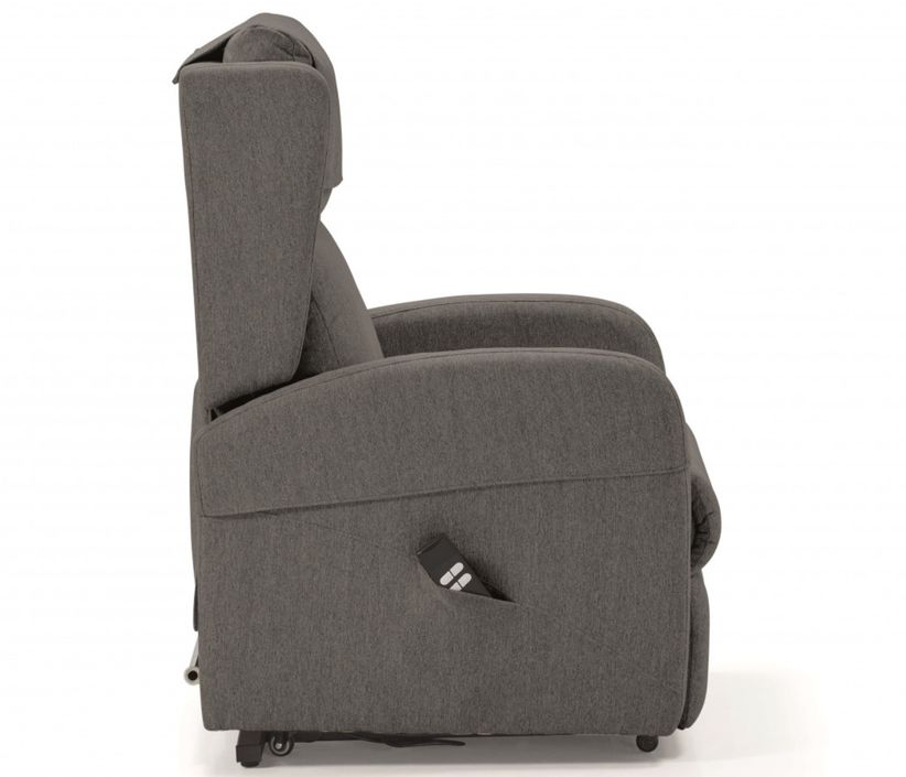 Fauteuil sur roulettes de relaxation et releveur électrique 2 moteurs tissu Vikola - Photo n°5