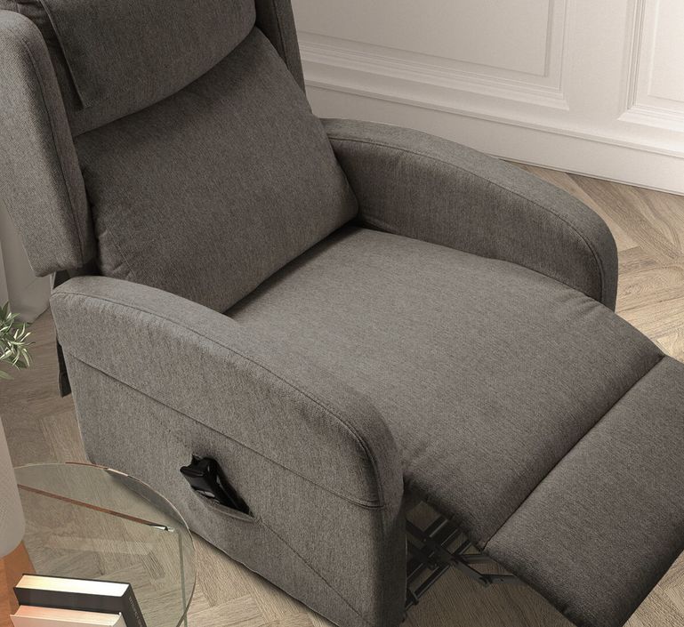 Fauteuil sur roulettes de relaxation et releveur électrique 2 moteurs tissu Vikola - Photo n°7