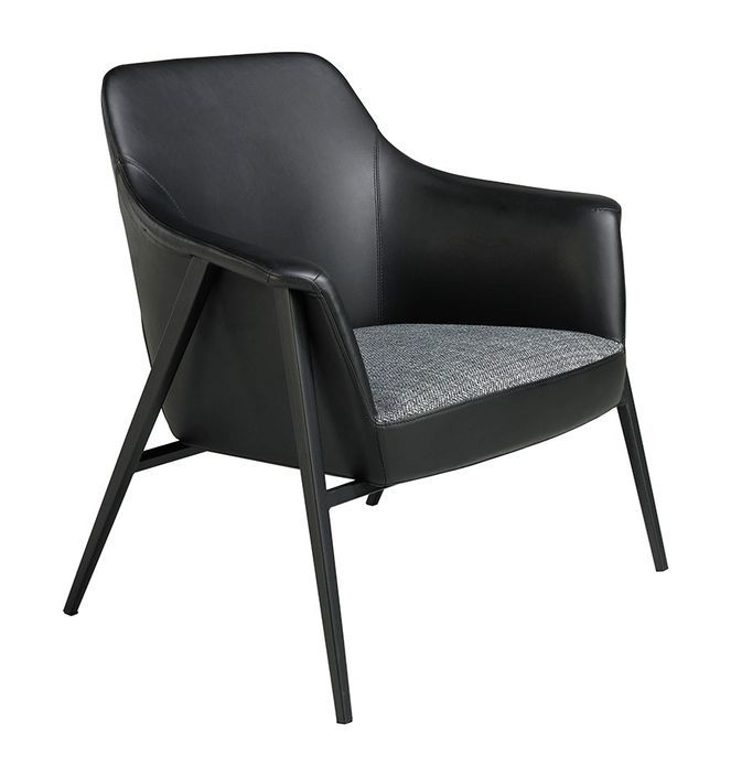 Fauteuil tissu et cuir noir et pieds en acier Rudy - Photo n°1